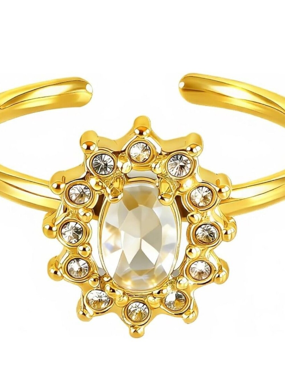 18K Gold-Plated Stainless Steel Sunflower CZ Ring